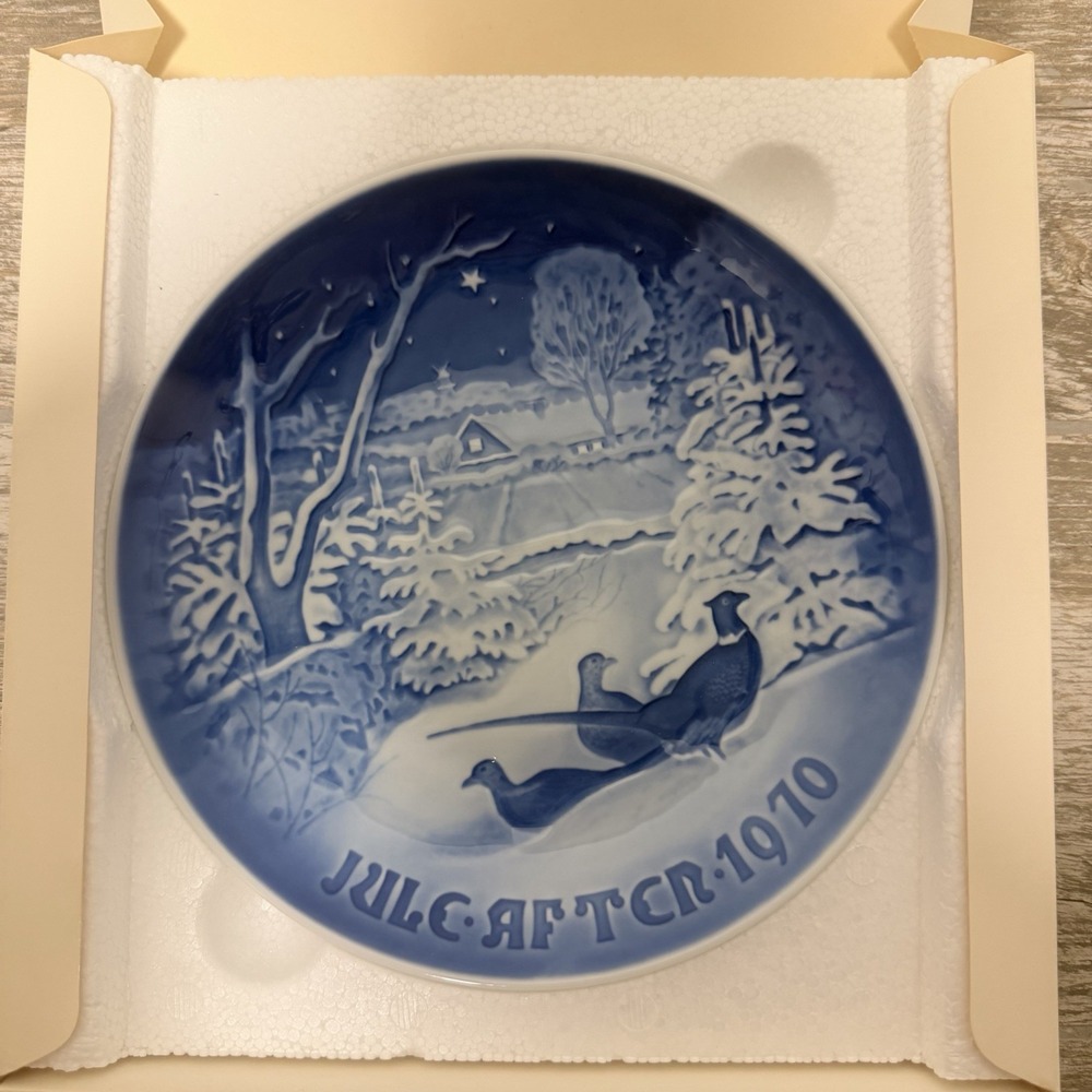VTG BING GRONDAHL 1970 JULE AFTER CHRISTMAS PLATE PHEASANTS IN THE SNOW With Box - Picture 3 of 6